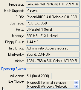 Compagno System Information (Norton Utility Screen Shot)