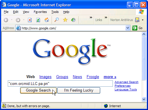 Fig. 2-5: Searching for Quoted Package Name (2004-10-06)